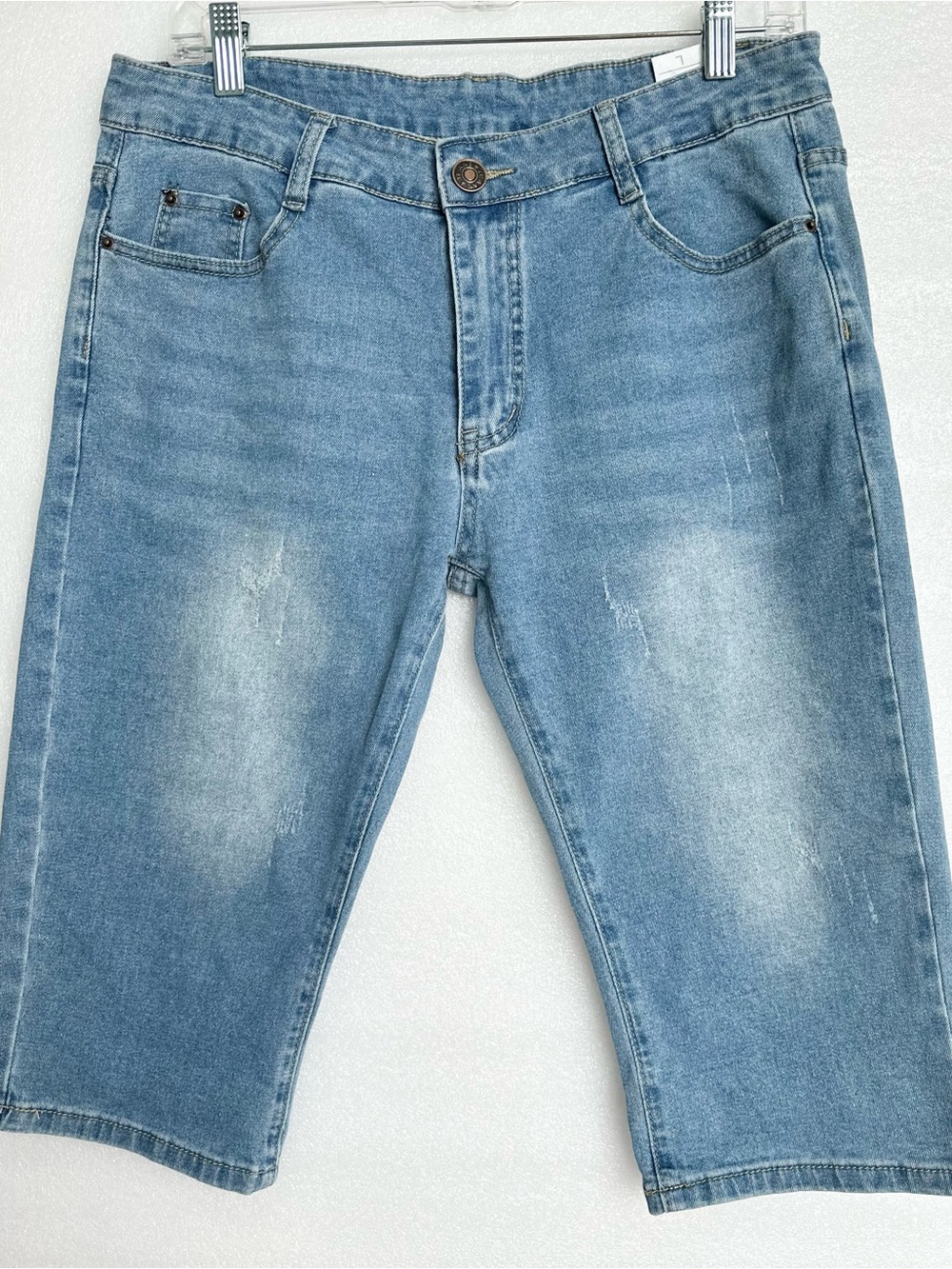 Light Wash Denim Bermuda Shorts
